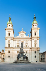 Obraz premium Famous Salzburg Cathedral (Salzburger Dom) at Domplatz, Salzburg Land, Austria