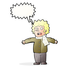 cartoon surprised man with speech bubble