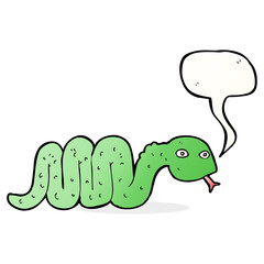 funny cartoon snake with speech bubble
