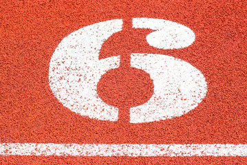 Numbers on running track, Athletics Track Lane Number six