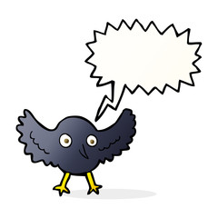 cartoon crow with speech bubble