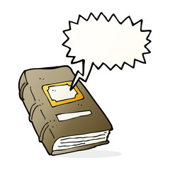 cartoon old book with speech bubble