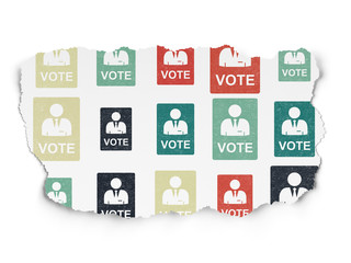 Political concept: Ballot icons on Torn Paper background