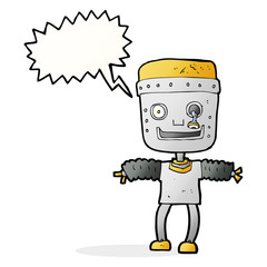 Obraz na płótnie Canvas cartoon robot with speech bubble