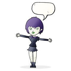 cartoon vampire girl with speech bubble