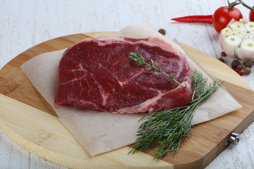 Raw ribeye steak