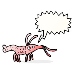 cartoon shrimp with speech bubble