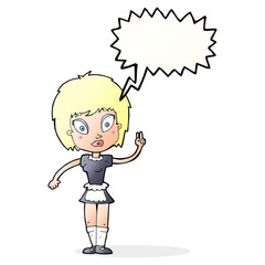 cartoon maid with speech bubble