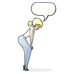 cartoon woman posing with speech bubble