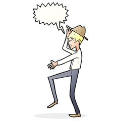 cartoon fashionable man with speech bubble