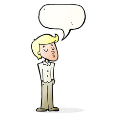 cartoon calm man with speech bubble