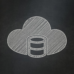 Software concept: Database With Cloud on chalkboard background