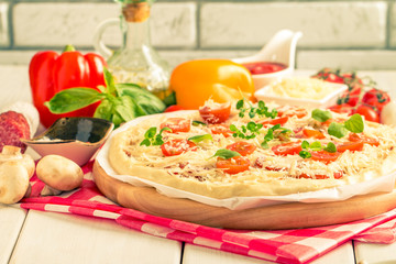 Raw homemade Pizza