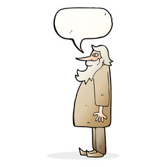 cartoon bearded old man with speech bubble