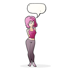 cartoon attractive girl with speech bubble