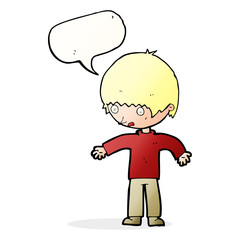 cartoon confused boy with speech bubble