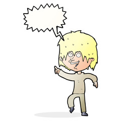 cartoon happy boy with speech bubble