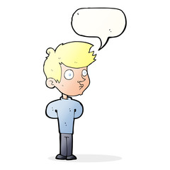 cartoon boy staring with speech bubble