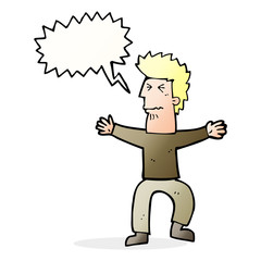 cartoon stressed out man with speech bubble