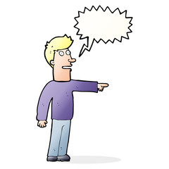 cartoon man pointing with speech bubble