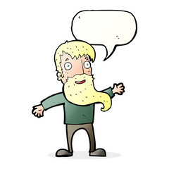 cartoon man with beard waving with speech bubble