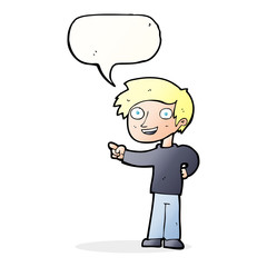 cartoon man pointing with speech bubble