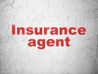 Insurance concept: Insurance Agent on wall background