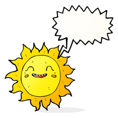 cartoon happy sun with speech bubble
