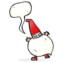 cartoon tiny santa with speech bubble