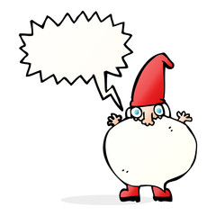 cartoon tiny santa with speech bubble