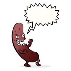 cartoon sausage with speech bubble