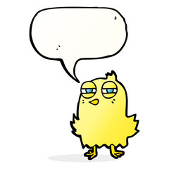 funny cartoon bird with speech bubble