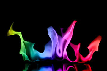 Abstract colorful flame on black background