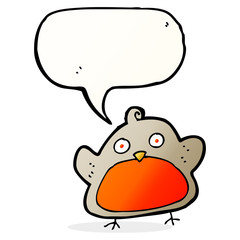 cartoon christmas robin with speech bubble