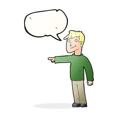 cartoon man pointing with speech bubble