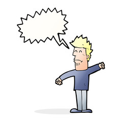 cartoon stressed man with speech bubble