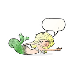 cartoon mermaid with speech bubble