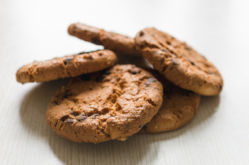 Oatmeal cookies on wooden table