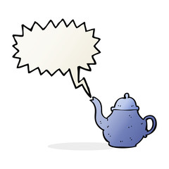 cartoon teapot with speech bubble