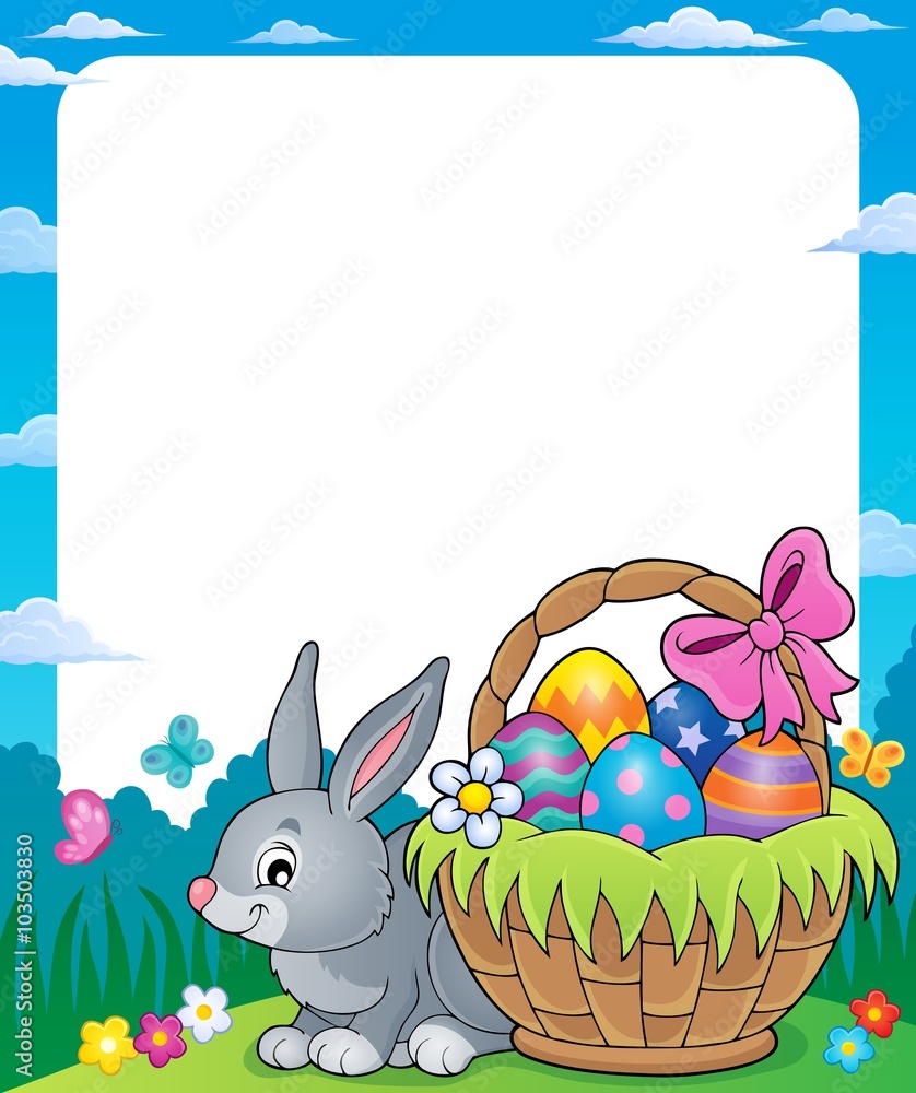 Sticker frame with easter basket and bunny 1