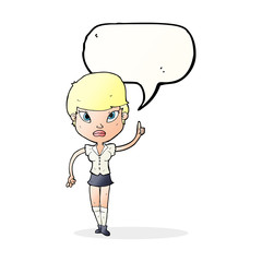 cartoon woman with idea with speech bubble