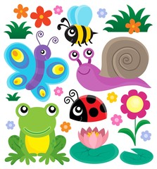 Fototapeta na wymiar Spring animals and insect theme set 1