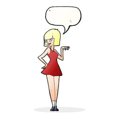 cartoon pretty woman with speech bubble