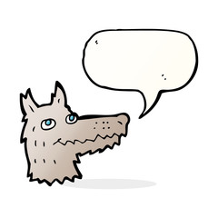 cartoon wolf head with speech bubble