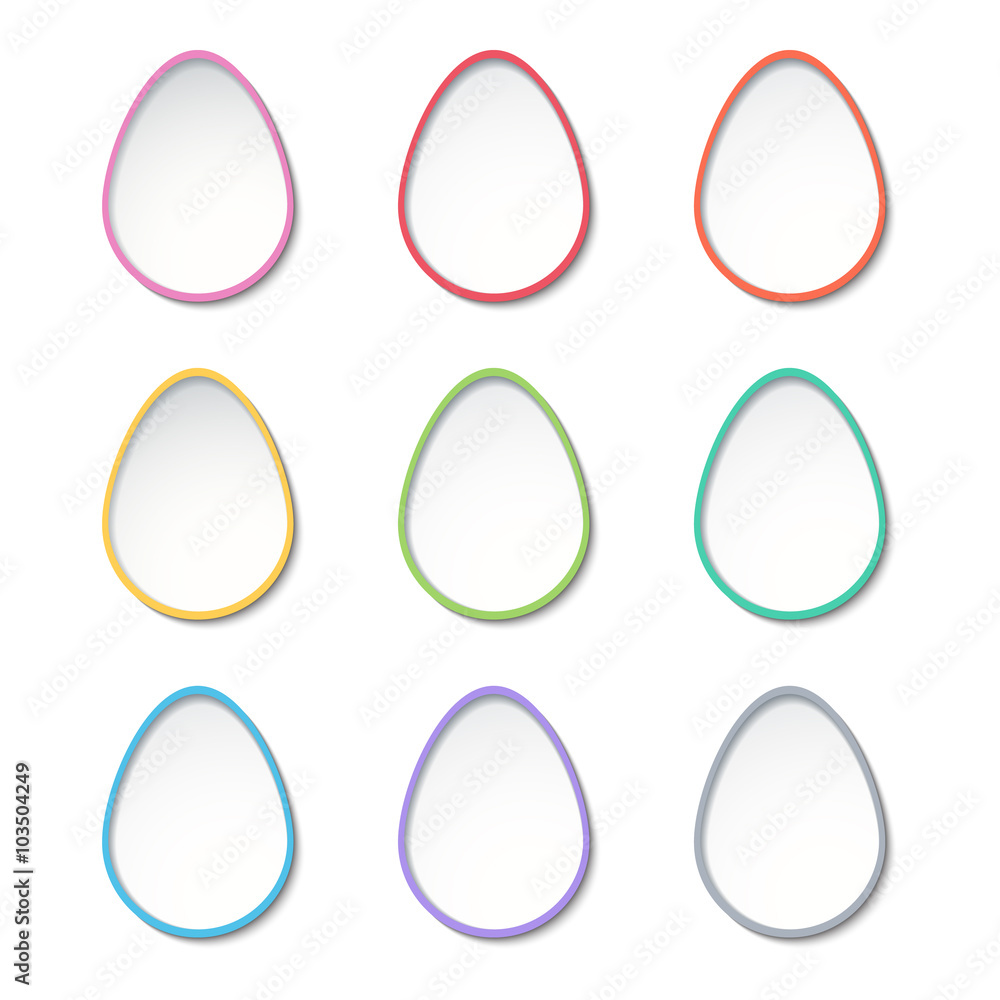 Aufkleber set of paper easter eggs. color paper easter eggs template for greeting cards design. vector illustr