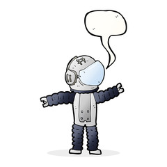 cartoon astronaut reaching with speech bubble