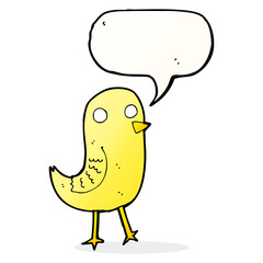 funny cartoon bird with speech bubble
