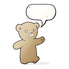 cartoon teddy bear with speech bubble