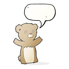 cartoon teddy bear with speech bubble