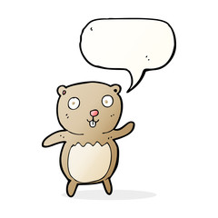cartoon teddy bear with speech bubble